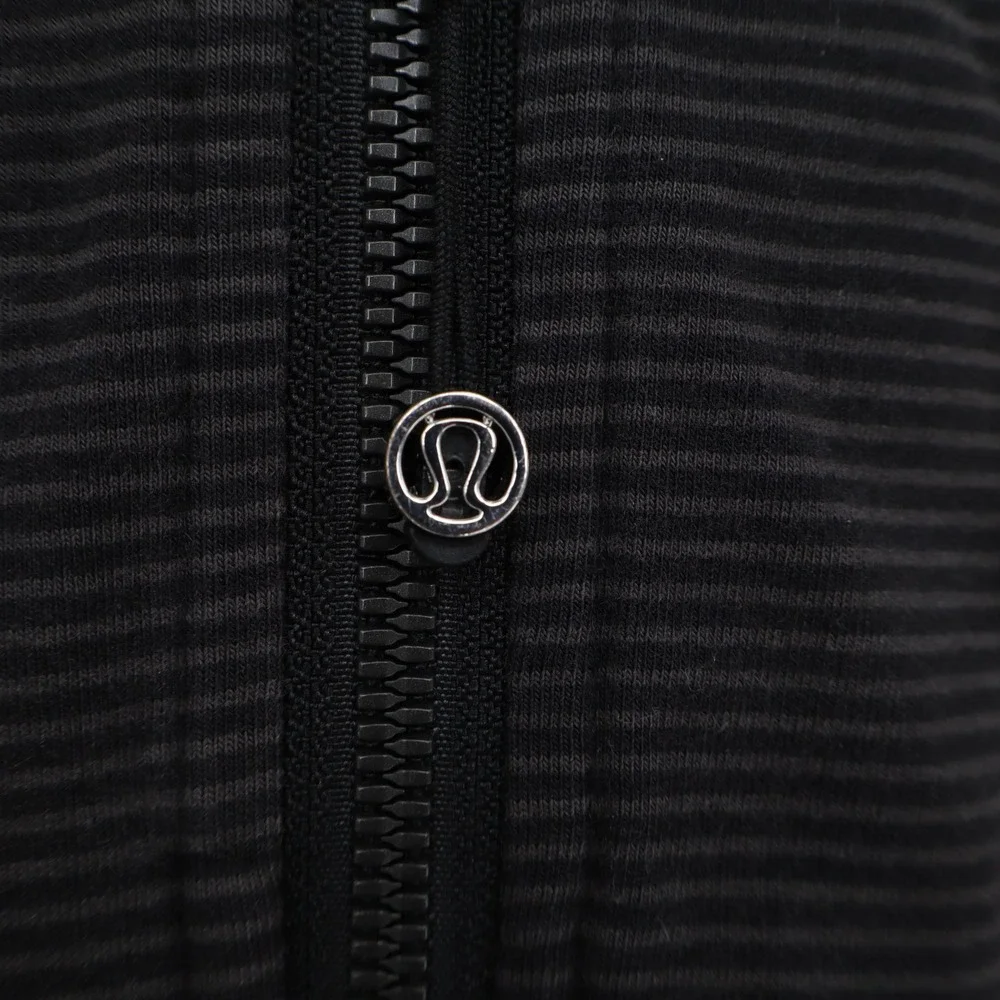 Lululemon Hoodie Womens S Scuba Full Zip Gray Black Micro Stripe Active